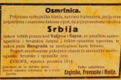 Naša porobljena braća iz Austo-Ugarske 1914. objavila posmrtni list za Srbiju