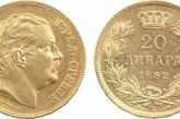 Zlatnik 20 dinara 1882. – Kralj Milan Obrenović